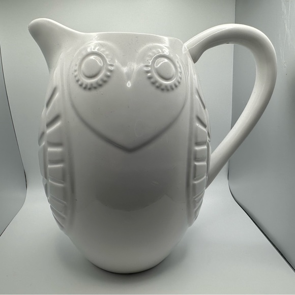 Jonathan Adler Dining Jonathan Adler Happy Chic White Ceramic Pottery Owl Pitcher Vessel 85
